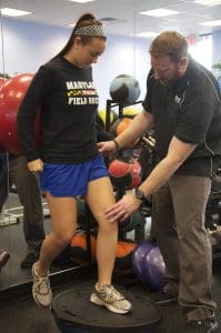 physical therapy using sport specific advanced exercises for return to sport after an injury.