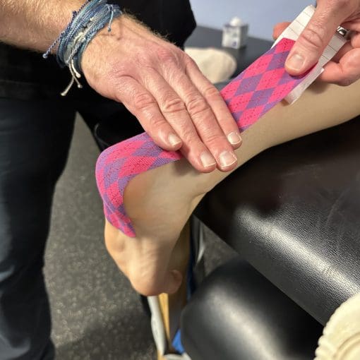 Kinesiotaping can help reduce ankle pain and improve range of motion while going to physical therapy