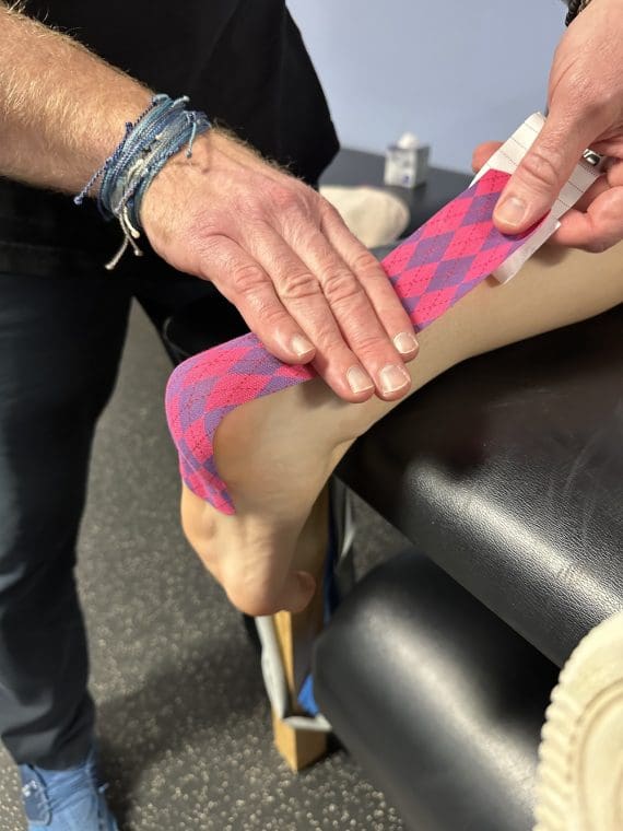 Kinesiotaping can help reduce ankle pain and improve range of motion while going to physical therapy